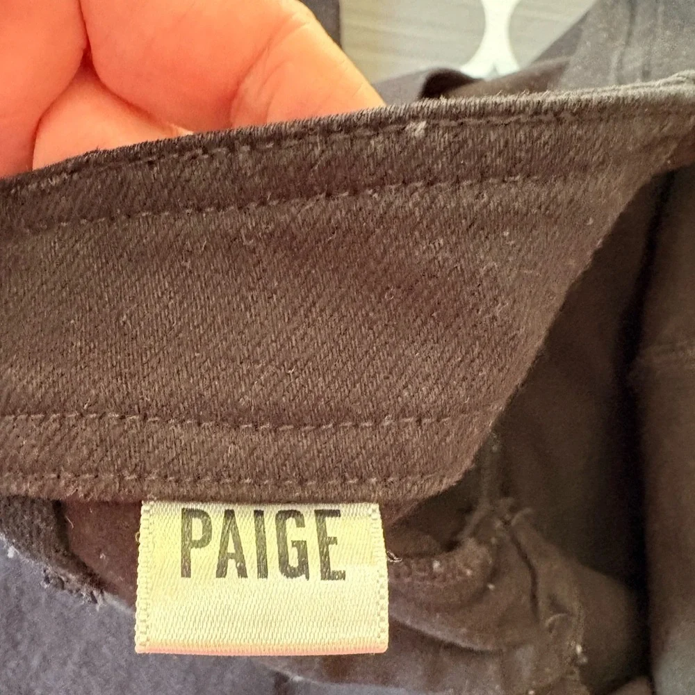 Paige Nellie Wide Leg Cropped Ankle Black Overdye Denim Jeans